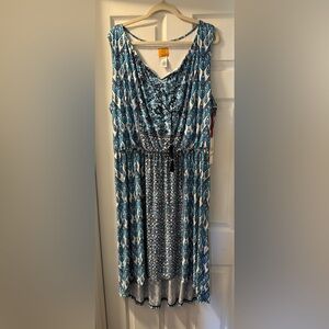 Ruby Rd. Teal and White Patterned Maxi Dress